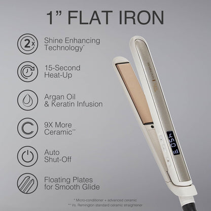 Remington Shine Therapy 1 inch Hair Straightener Iron, Flat Iron Infused with Argan Oil & Keratin, Professional Ceramic Flat Iron for Less Frizz, Shines and Smooth, Styling Tools