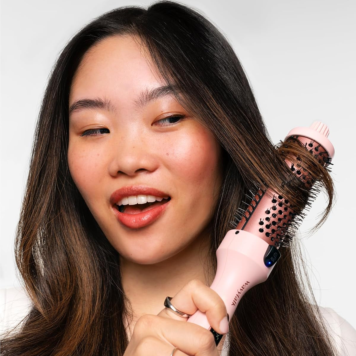 Wavytalk Thermal Brush, Blowout Boost 1.5 inch Heated Round Brush for Blowout Look, Dual Voltage, Pink, Sakura, Tourmaline Ceramic, Negative Ion Technology, 5 Temperature Settings, Less Damage