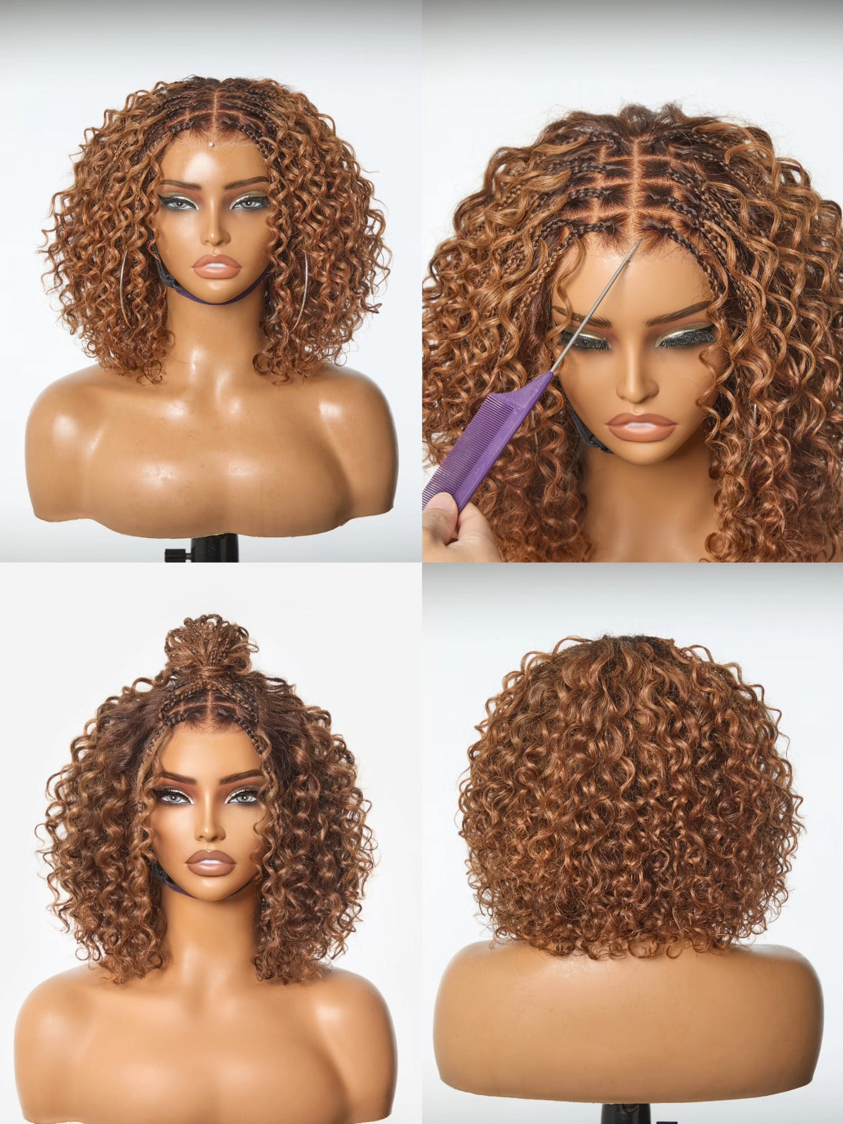 Bob Human Hair Braided Wig (Brown)