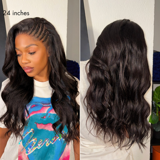 Side Braided Body Wave Glueless Wig 13x6 Frontal HD Lace
