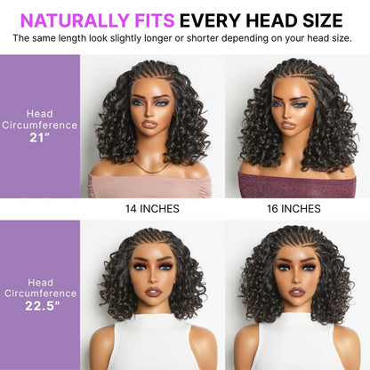 Pre-Braided Bouncy Curly Glueless  13x4 Frontal Lace Wig. 180% Density