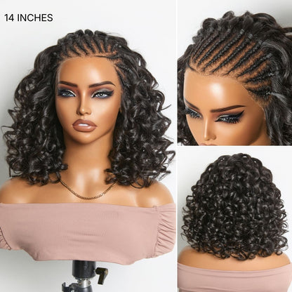 Pre-Braided Bouncy Curly Glueless  13x4 Frontal Lace Wig. 180% Density