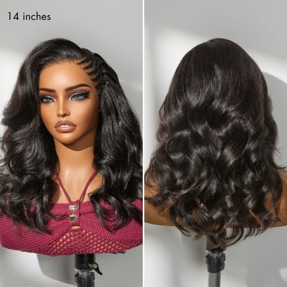 Side Braided Body Wave Glueless Wig 13x6 Frontal HD Lace