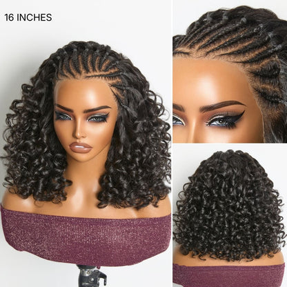 Pre-Braided Bouncy Curly Glueless  13x4 Frontal Lace Wig. 180% Density