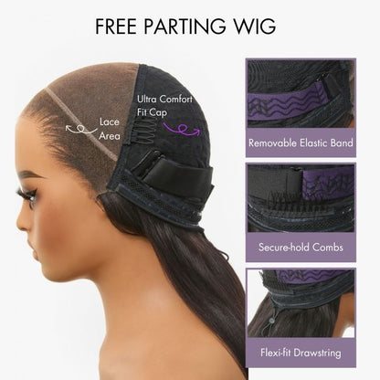 Side Braided Body Wave Glueless Wig 13x6 Frontal HD Lace