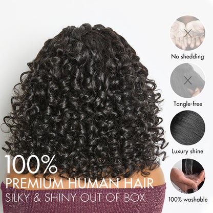 Pre-Braided Bouncy Curly Glueless  13x4 Frontal Lace Wig. 180% Density