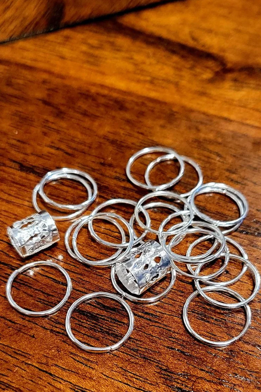 Boho Hair Braid Rings: Gold, Silver, or Mixed Set (45 Piece)